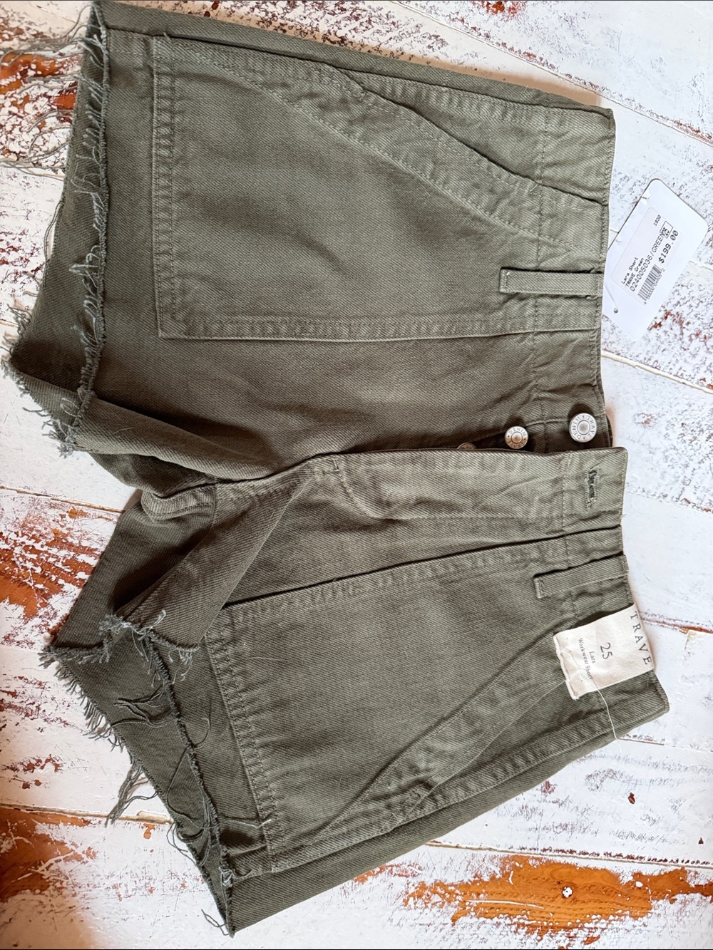 Trave CutnOff Shorts Army Green Sz 25 Lara
